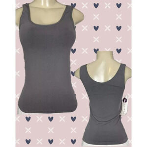 Rhonda Shear M/L Gray Scoop Neckline Seamless Stretch Shapewear Tank Top